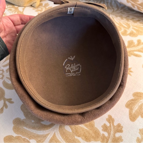 Vintage Peach bloom Velour Pillbox Hat - Picture 5 of 9